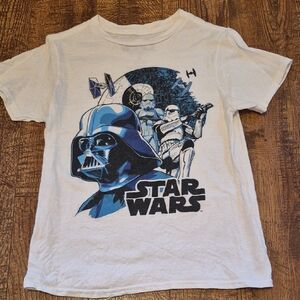 Star Wars Kids White and Blue Graphic T-Shirt Sz Small